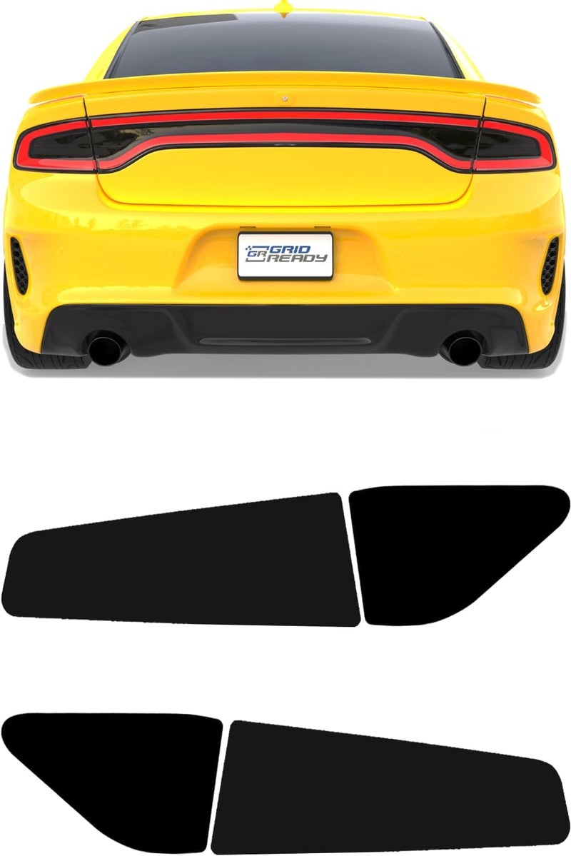 GRIDREADY Compatible with 2015-2023 Dodge Charger Tail Light Tint Kit precut Dark Black Smoke Overlays. Vinyl taillight Accessories - Image 1